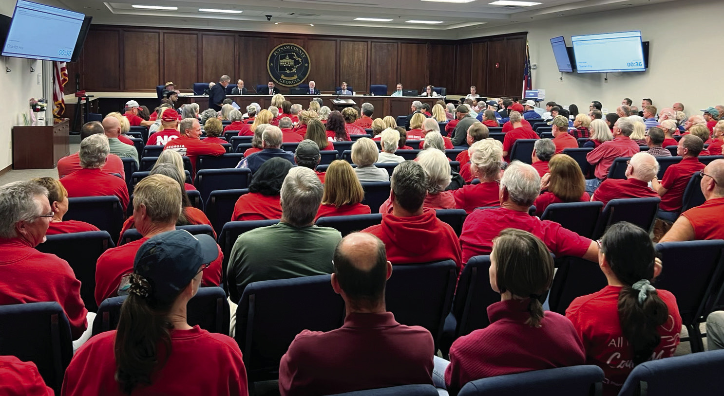A full house was on hand Oct. 20, when the Putnam County Commission voted unanimously to reject plans to build a granite quarry alongside Dennis Station Road. CONTRIBUTED