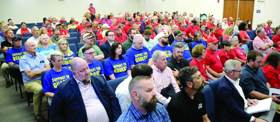 Not quite a sea of red as quarry proponents adopted blue as their sign of support, but in the end, the Putnam County Planning &amp; Zoning Board voted to recommend denial of approval by the County Commission for Putnam County Stone to go forward with its plans alongside Dennis Station Road, near Interfor. IAN TOCHER/Staff