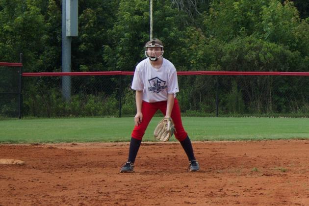Abby Mashburn practices in the infield during a recent summer practice. CONTRIBUTED
