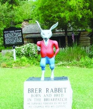 Brer Rabbit, Joel Chandler Harris’ most famous character, stands watch over the unique Uncle Remus Museum in Eatonton. CONTRIBUTED