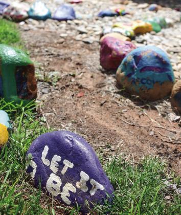 A rock labyrinth providing a circular path of reflection often represents a patient’s final effort before departing RecoverNow, facility CEO Angela Camp said, where many leave inspirational messages on rocks for those who may follow in their footsteps.