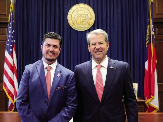 Governor Brian Kemp (right) recently reappointed Trevor J. Addison, Clerk of Superior, State, and Juvenile Courts for Putnam County, to the Georgia Superior Court Clerks’ Cooperative Authority. CONTRIBUTED