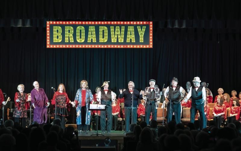 The cappella ensemble featuring Art, Very, Steve, Drace, Dottie, Rusty, Debbie, Ingrid, Lisa, Maureen and Beth with “Seasons of Love” from Rent. LEIGH LOFGREN/Staff