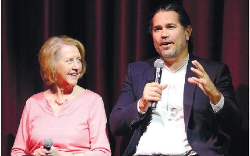 Lisa Thomas-Conner and filmmaker Jesse Stephen Freeman answered questions from the audience following last Thursday’s screening of “Steffen Thomas: Rock &amp;amp; Chisel,” at The Plaza Arts Center. IAN TOCHER/ Staff