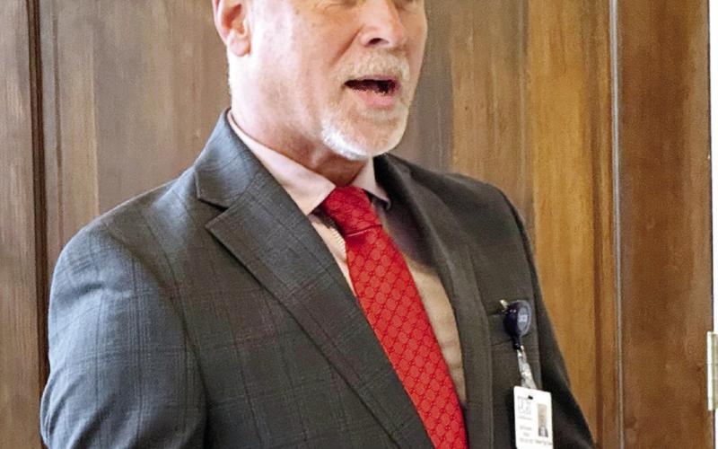 Recently installed Putnam General Hospital CEO Todd Goss addressed EPTAH representatives meeting at the Eatonton-Putnam Chamber of Commerce in downtown Eatonton last Wednesday. IAN TOCHER/Staff