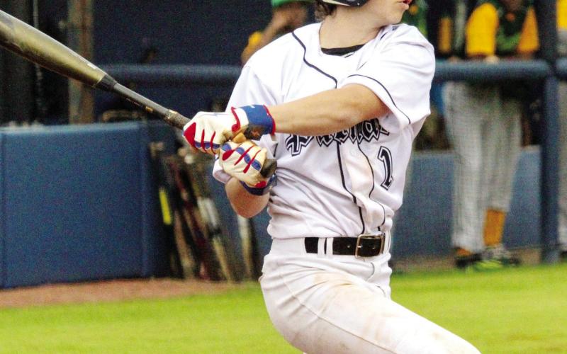 Sophomore outfielder Wyatt Sims (1) had a pair of RBIs in a 19-4 win for Putnam County over Glenn Hills in the second game of a doubleheader last Wednesday. TREY NORRIS/Staff