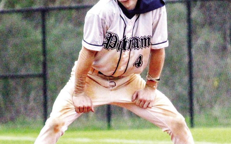Putnam senior Hunter Holder (4) scored the first of 21 runs for the War Eagles last Wednesday in its first of two games that day against Glenn Hills. TREY NORRIS/Staff