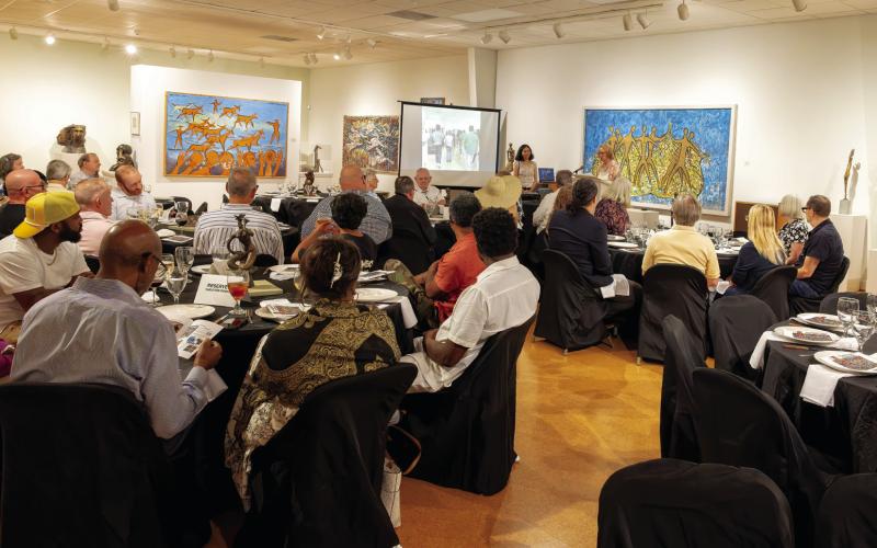 Lisa Conner speaks to the audience last Sunday at at STMA in rural Buckhead. LEIGH LOFGREN/Staff