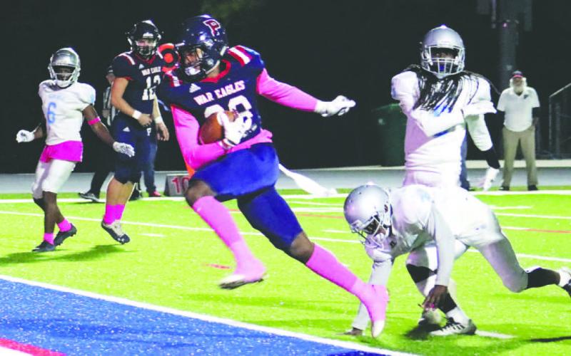 Jalon Kilgore (23) glides into the end zone past a Glenn Hills defender in Putnam County’s 48-6 win on Thursday, Oct. 6. ARELLA CASH/Staff