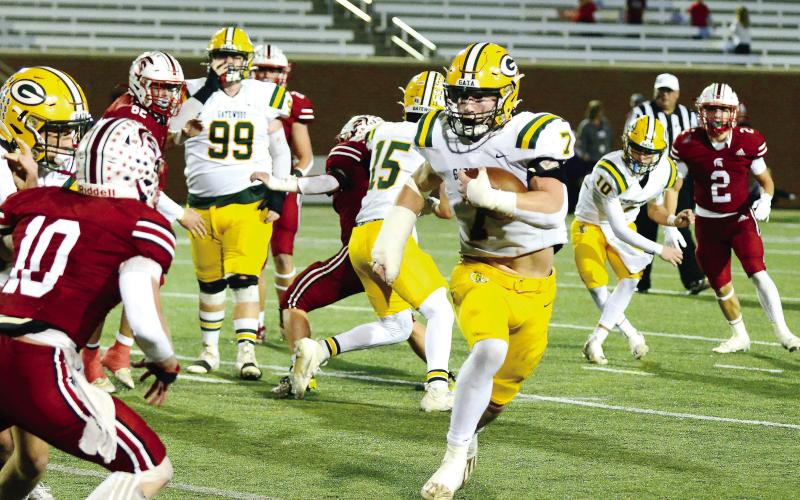 Still sporting a soft cast on his right forearm, UNC commit Evan Bennett had a solid game, but was unable to add to the Gatewood scoring total Friday night at Mercer University in Macon. IAN TOCHER/Staff