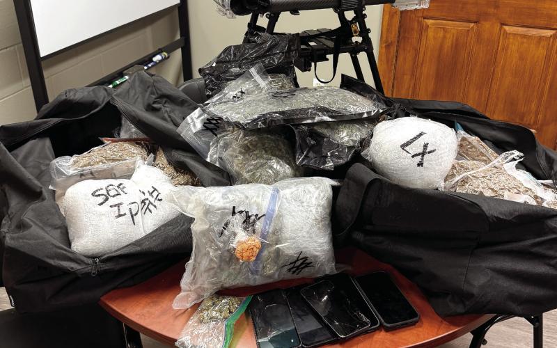 Contraband suspected to be intended for Hancock State Prison was intercepted, including phones, lighters, cell phone chargers, and more, along with a modified drone to deliver the items. CONTRIBUTED