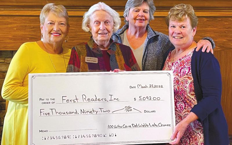 Sharon Glaze, Diane O’Keefe of Ferst Readers, Polly Kopp, and Betty Aubin of 100 Who Care Del Webb Lake Oconee. CONTRIBUTED