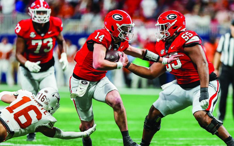 Stockton is a bigger threat in the quarterback run game than his predecessor, Carson Beck, giving opposing defenses more to plan for. COURTESY OF UGA ATHLETICS