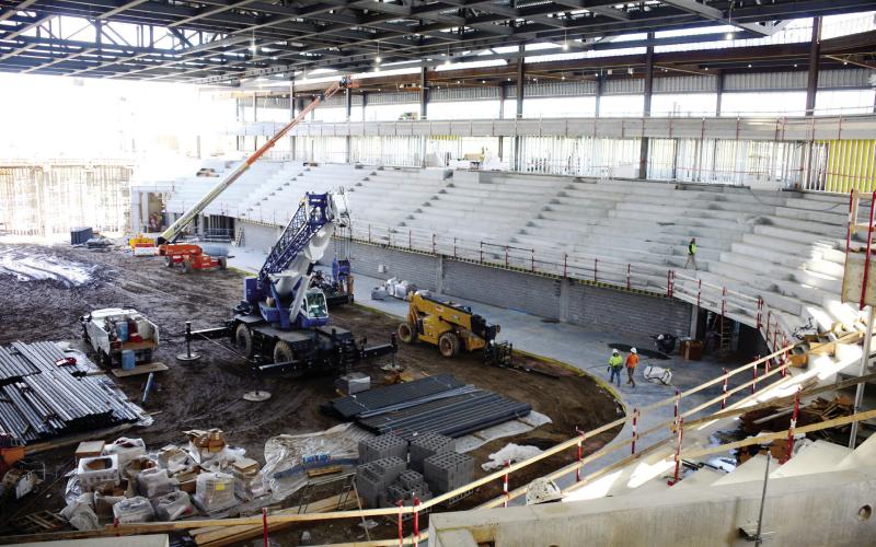 The new Classic City Arena is scheduled for completion shortly before the yet-to-be-named Athens pro hockey team plays its inaugural game Oct. 26 as a member of the professional Federal Prospects Hockey League. IAN TOCHER/Staff