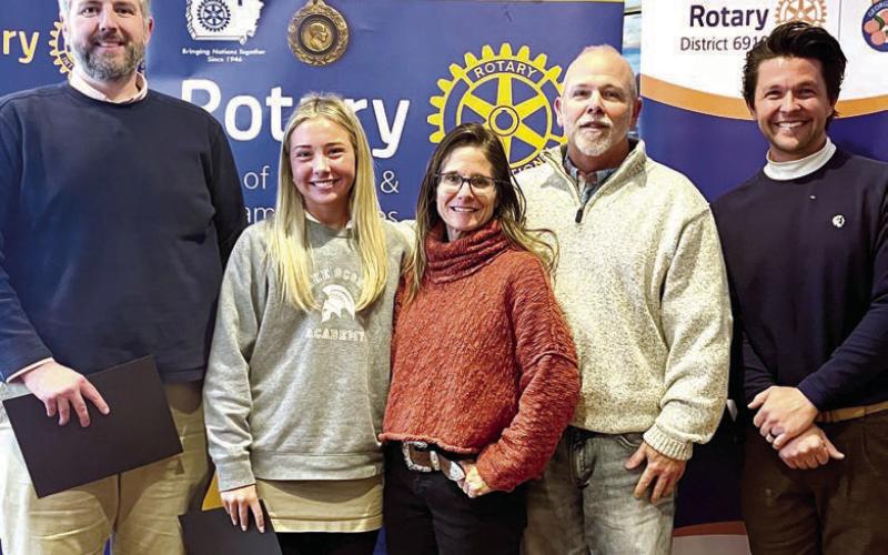 Lake Oconee Academy’s Bobby Craig, Lili Nelson, Marnie Nelson, Randy Nelson, and Rotarian Dr. Tyler Franks. CONTRIBUTED
