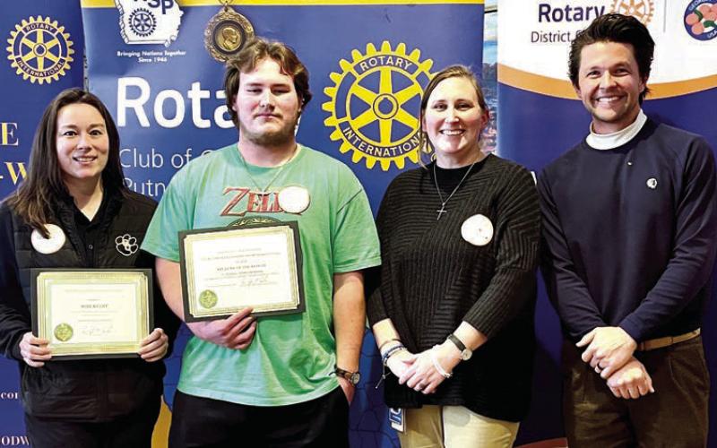 Greene County High School’s Kelsy Ney, Zeke Frederick, Janna Frederick, and Rotarian Dr. Tyler Franks. CONTRIBUTED