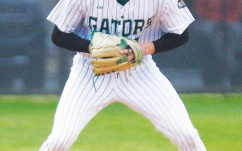 Gatewood senior Walker Roberts sits in the infield ready to make a play. TREY NORRIS/Staff