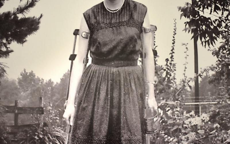 A picture of Flannery O’Connor displayed in Andalusia’s Interpretive Center. BAILEY MCCULLY/Staff