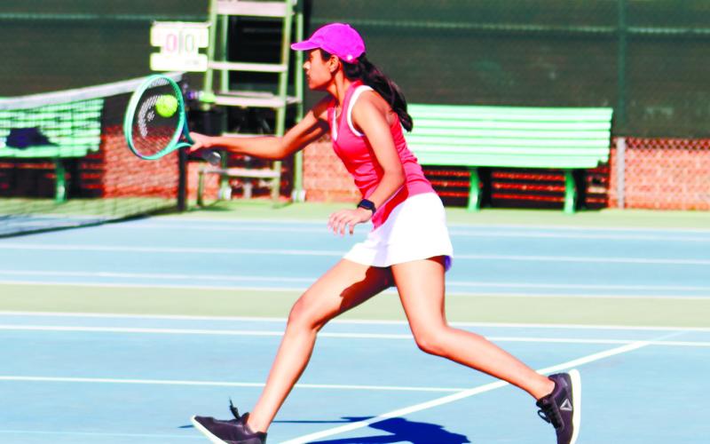 Freshman player Vidhi Raiyini looks to be a force in girls’ tennis at Putnam High for years to come. ARELLA CASH/Staff