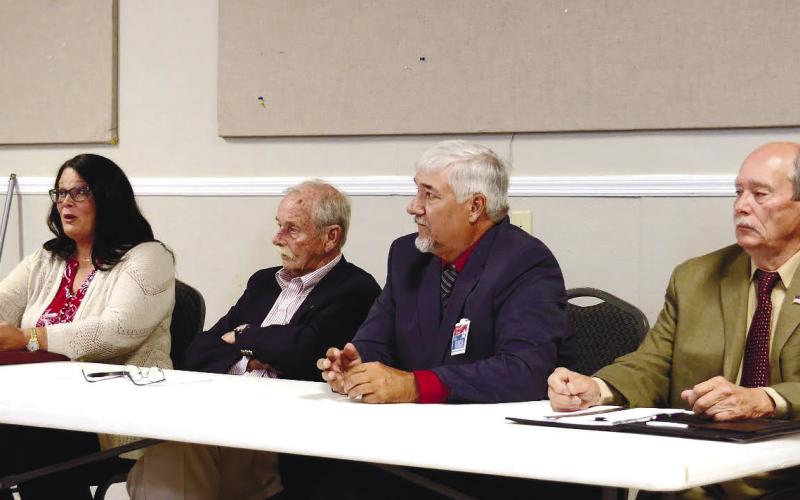 L-R: District 3 candidates Shona Bales, Dr. Steve Hersey, Bill Vargo and Charles Gray faced off over STRs, among other Putnam County issues.