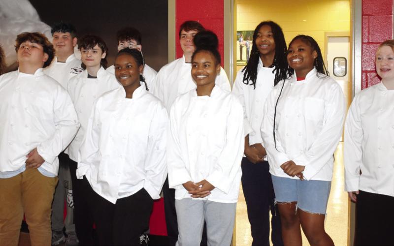 Putnam County High School students cooked and served dinner to the board of education and PCHS staff members.