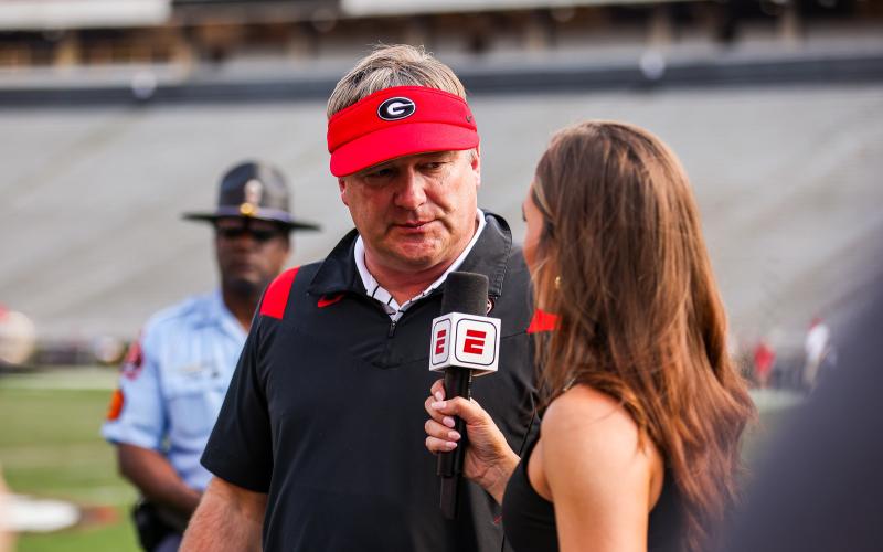 Georgia head coach Kirby Smart during Georgia’s annual G-Day scrimmage on Dooley Field at Sanford Stadium in Athens, Ga., on Saturday, April 15, 2023. (Tony Walsh/UGAAA)