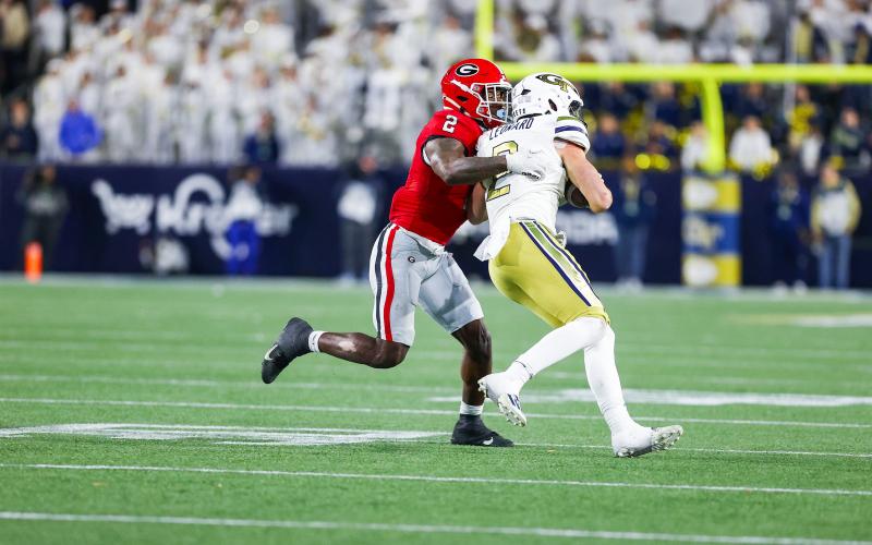 Georgia inside linebacker Smael Mondon Jr. (2) during Georgia’s game against Georgia Tech at Bobby Dodd Stadium in Atlanta, Ga., on Saturday, Nov. 25, 2023. (Tony Walsh/UGAAA)