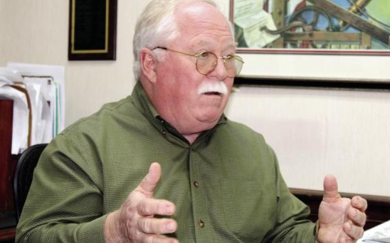 Putnam County Sheriff Howard Sills talks to reporters Monday about the boating incident on Lake Oconee, after which the body of Jocelyn Nicole Wilson was discovered. Her fiance, Gary Jones, remains missing. LYNN HOBBS/Staff