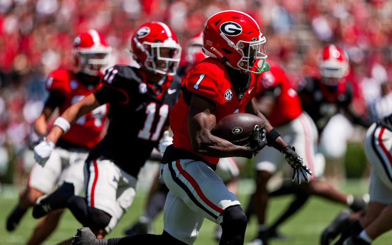 Georgia transfer wide receiver Zacariah Branch (1) will be a vital contributor to the team’s offensive success this season. COURTESY OF UGA ATHLETICS