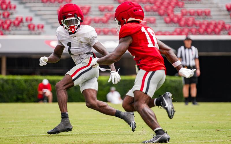 Georgia is expecting cornerback Ellis Robinson IV (1) to battle for the starting spot opposite of veteran Daylen Everette this season. COURTESY OF UGA ATHLETICS