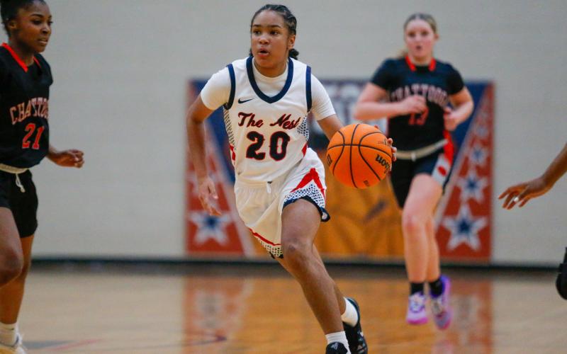 Putnam County girls freshman Jaydah Baker (20) as named Co-Region Player of the Year alongside Lamar County’s JaZiyah Foster. LANCE MCCURLEY/Staff