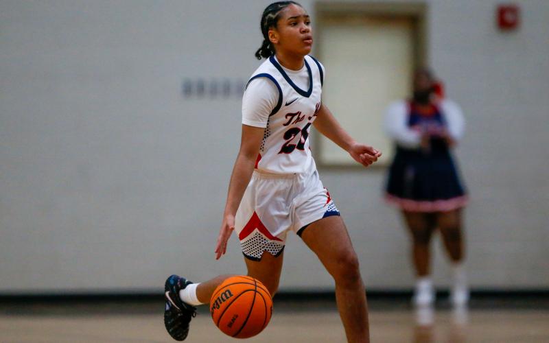 Putnam County freshman Jaydah Baker (20) scored a team-high 24 points, as the Lady War Eagles held on late to defeat Heard County. LANCE MCCURLEY/Staff