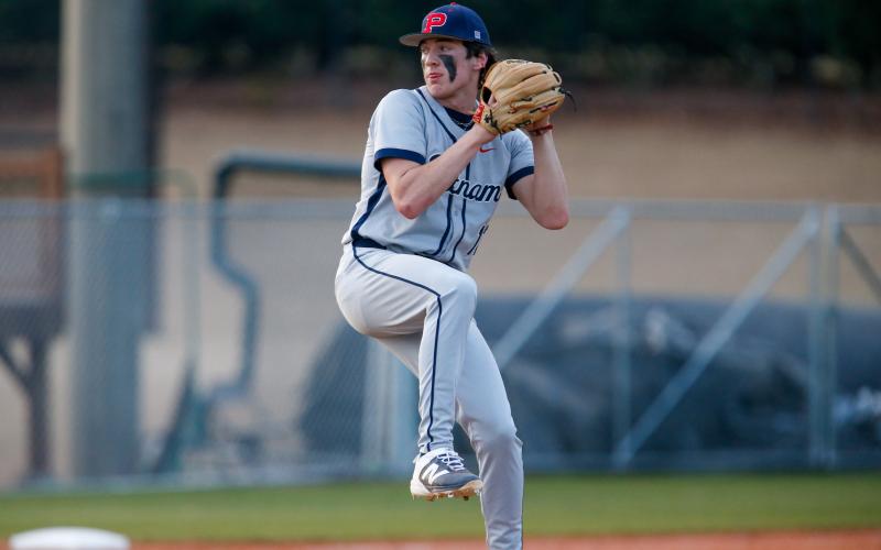 Puntam County senior pitcher Ethan Whatley in the wind-up during a game earlier this season. LANCE McCURLEY/Staff