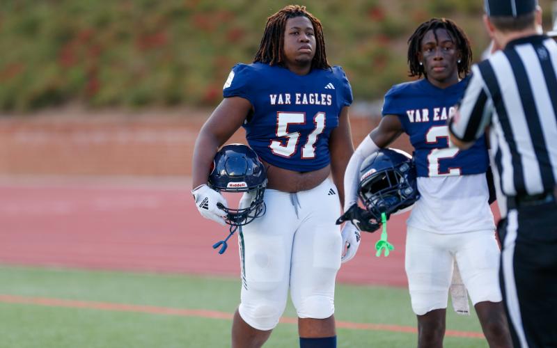 Putnam County junior defensive lineman Jay Nelson (51) has recently seen his recruitment blow up, with several schools extending offers. LANCE MCCURLEY/Staff