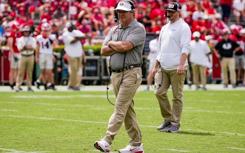 Georgia head coach Kirby Smart during Georgia’s annual G-Day spring game on Dooley Field at Sanford Stadium in Athens, Ga., on Saturday, April 18, 2026. (Tony Walsh/UGAAA)