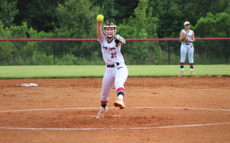 Abigail Roberts prepares to deliver a pitch from the circle during a recent game. KIM CASH/Contributed