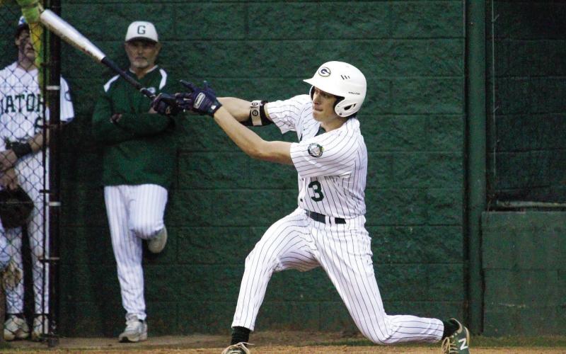 Gatewood junior Walker Roberts (3) eventually scored the game-winning run in the first game of a doubleheader last Friday in Eatonton. TREY NORRIS/Staff