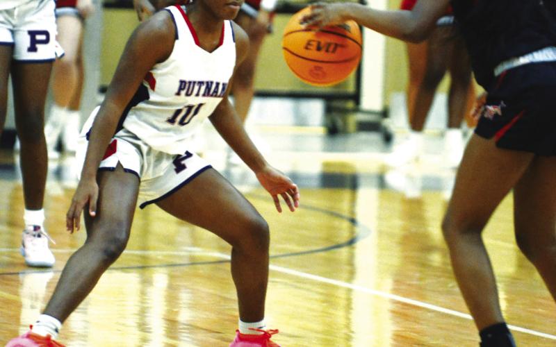 Putnam County sophomore Journey Waller (10) scored a team-high 18 points against Jasper County on Dec. 21. IAN TOCHER/Staff