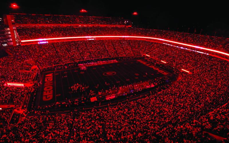 Ole Miss found itself in a night environment in Sanford Stadium for its Nov. 11 match with the Dawgs. TONY WALSH/UGA Athletics
