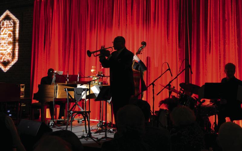 Trumpeter Byron Stripling led a tight quartet in entertaining a sold-out crowd Friday night at Barrel 118 in downtown Eatonton. The concert was part of an ongoing jazz series by OPAS (Oconee Performing Arts Society) that brings world-class talent to Lake Country. IAN TOCHER/Staff