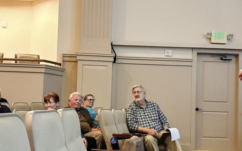 Richard Garrett (right) answered audience questions following his “Forgotten Music of Georgia and Beyond” presentation at The Plaza. CONTRIBUTED