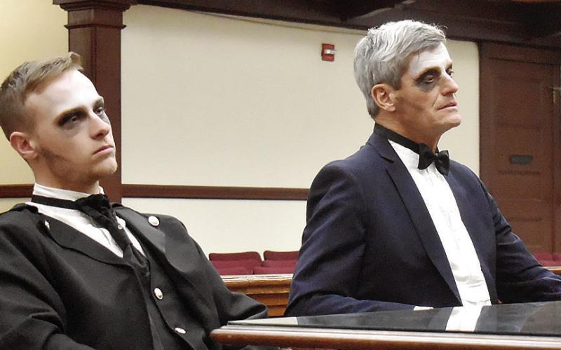 A ghostly trial at the Putnam County Courthouse is part of the action during Haunted Eatonton. HANNAH BARRON/Staff