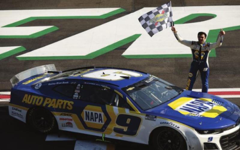 Chase Elliott in Victory Lane Sunday. JARED C. TILTON/ GETTY IMAGES