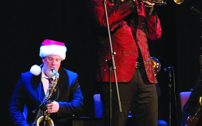 Joe Gransden hits the right notes on the trumpet with John Sandfort on tenor saxophone. LEIGH LOFGREN/Staff