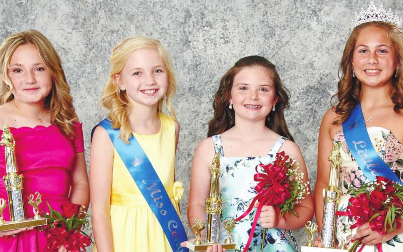 Third through fifth grade Little Miss court (L-R); First runner up, Wylder Pinkerton; Miss Congeniality, Emma Hartley Fuller; Second runner up, Emma Lewis; 2022 Little Miss Queen, Alexis Elizabeth Thrift
