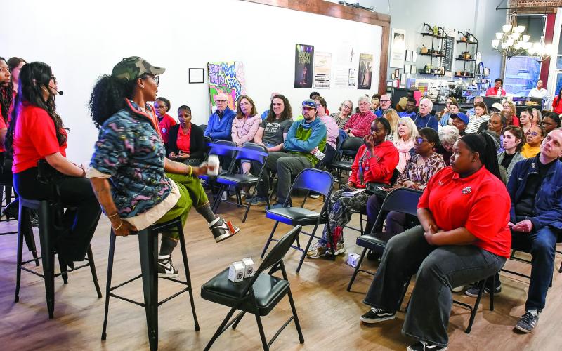 Following a moderated Q&amp;amp;A session, author Nic Stone took questions from the sizable audience crowded into the Georgia Writers Museum last Friday evening. IAN TOCHER/Staff