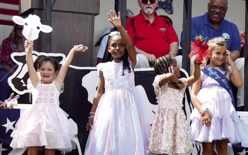 Pictured are the winners in the Tiny Miss Category (L-R): Ferryn Pinkerton, Kensley Williams, Hanalei Martin and Pruitt Womack (Tiny Miss Queen). IAN TOCHER/Staff