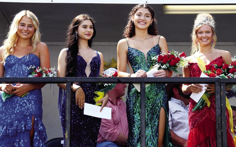 Pictured are the winners in the Dairy Festival pageant (L-R): Ellie McMillian, Emerson Price, Joelyn Madden and 2025 Dairy Festival Queen Presley Moss. IAN TOCHER/Staff