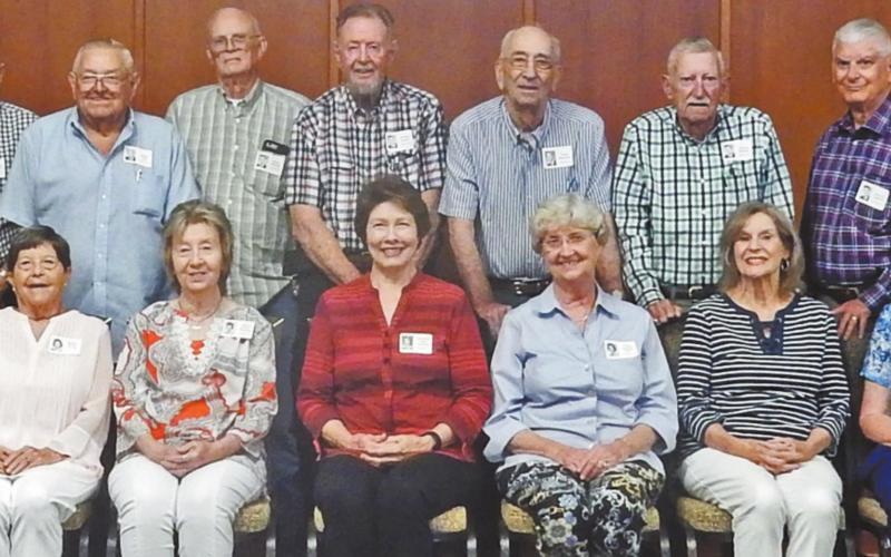 Standing left to right: Douglas Hawkins, Dallas Turk, Felton Beasley, Humber Ingram, Clark DeLoach, Harvey Denham and Gilmore Hudson. Seated left to right: Margery Barber Knowles, Janice Holder Knowles, Jeannette Little Graham, Rosa Paschal Sides, JoAnn Holloway Smith and Jone Bell Parr. Not Attending: Trina Meadows Callaway, Ernie Funderburk, Dot Lankfort Epps and Beth Turner Concannon. WARD PARR/Contributed