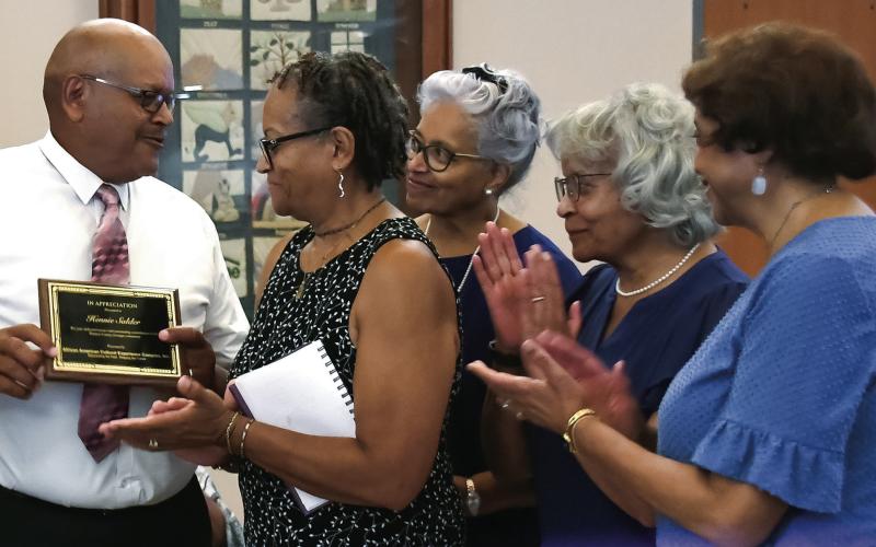 The Sadler Sisters, who provided singing entertainment during the AACEC awards show, also accepted an award with their brother, recognizing their mother Hennie’s groundbreaking home bakery in Eatonton of the 1960s. IAN TOCHER/Staff